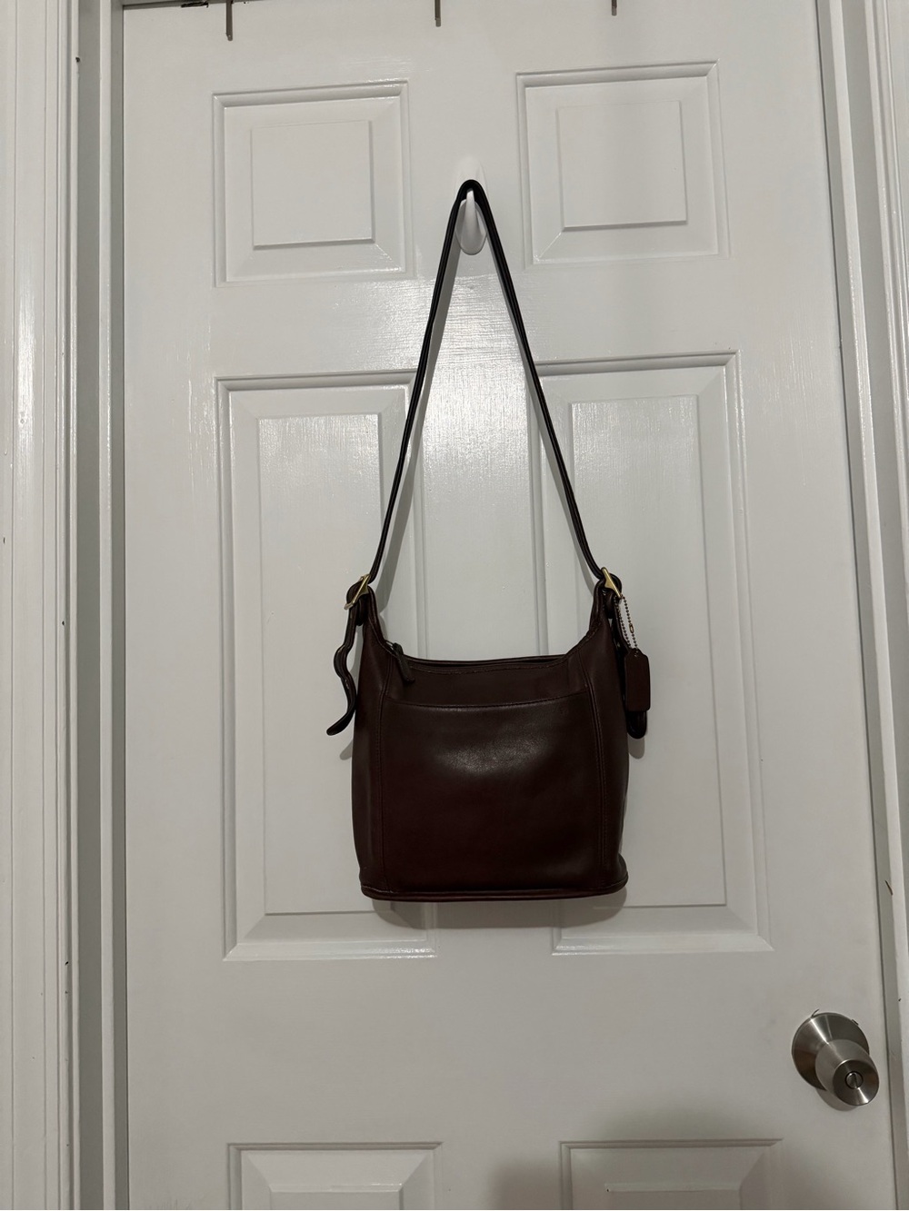 Coach Brown Leather Shoulder Bag with Front Pocket